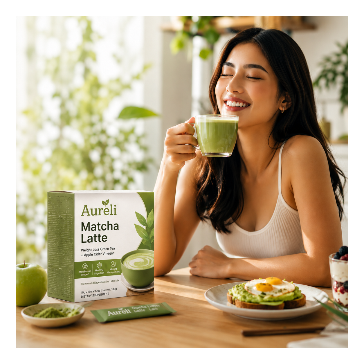 Southeast Asia Weight Loss Green Tea + Apple cider vinegar Latte