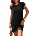 Aureli Women's Summer T Shirt Dress Casual Cap Sleeve Crewneck Loose Shift Mini Dress